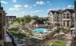 a swimming pool in a courtyard